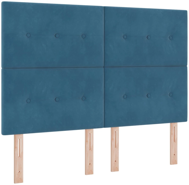 κρεβάτι box spring με στρώμα & LED vitaXL σκούρο μπλε 160x200 εκ βελούδο
