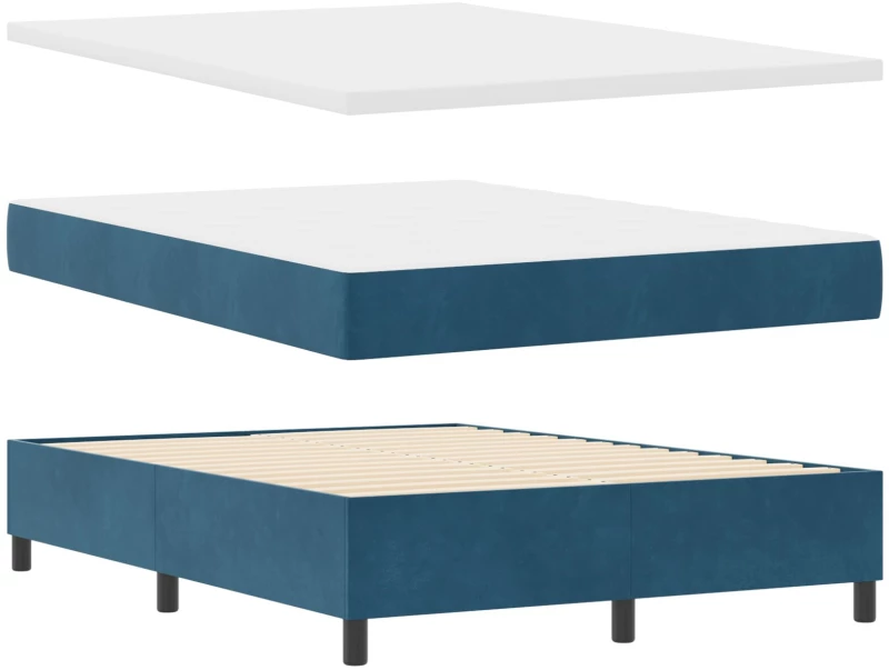 κρεβάτι box spring με στρώμα & LED vitaXL σκούρο μπλε 160x200 εκ βελούδο