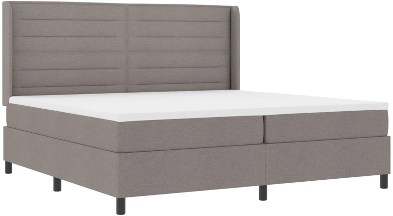κρεβάτι Box Spring με στρώμα & LED Taupe 200x200 εκ. Υφασμάτινο