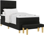 vidaXL Κρεβάτι Box Spring με Στρώμα & Πάγκο Μαύρο 100x200 εκ. Ύφασμα