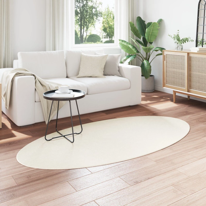 vidaXL Χαλιά Κρεμ Μαλλί 100 x 200 cm Χαλί Χώρου Ωοειδές Μοντέρνο