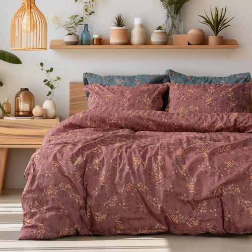 Beauty Home Σετ σεντόνια υπέρδιπλα Art 12210 Indra 100% Βαμβακοσατέν 300tc 240x270 Σάπιο μήλο