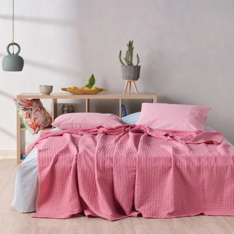 Κουβέρτα Illusion 20 Waffle Coral Kentia Υπέρδιπλo 230x250cm 100% Βαμβάκι