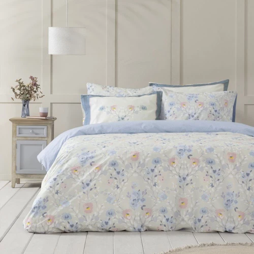 Σεντόνια Idylle Με Λάστιχο (Σετ 3τμχ) Blue-Multi Nima Μονό 100x232cm 100% Βαμβάκι