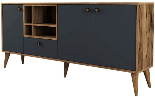 Μπουφές Napoli 845HCT5338 180x35x81cm Anthracite Πλαστικό,Μοριοσανίδα