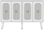 Μπουφές Derasi 327ODS1231 120x30x80cm White-Gold Μοριοσανίδα, Μελαμίνη