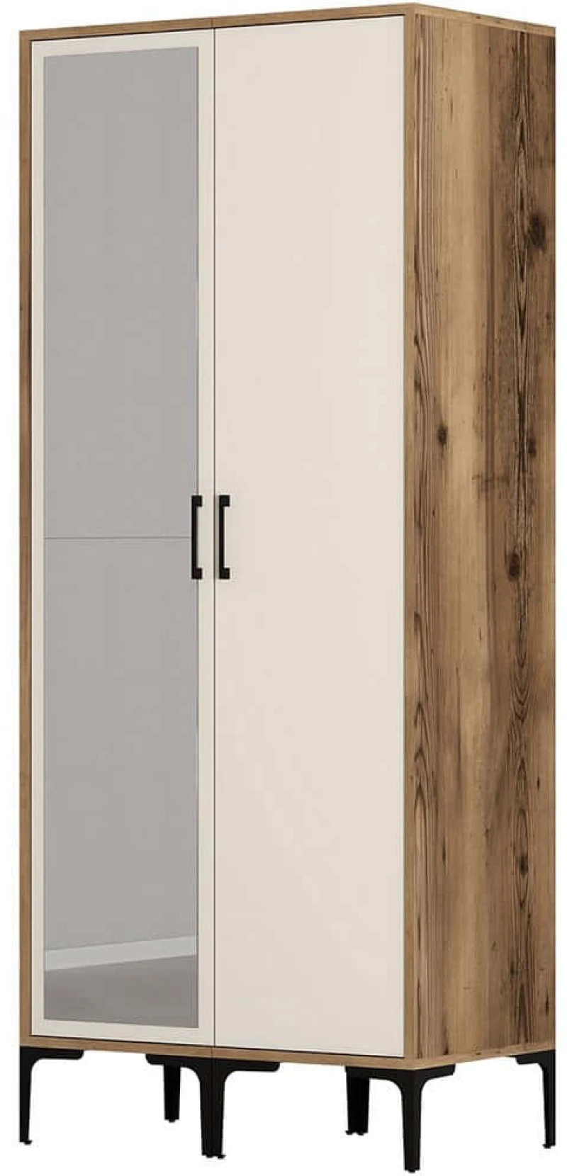 Ντουλάπα Δίφυλλη Kumsal 845HCT5431 80x47,5x201,4cm Walnut-Cream Δίφυλλη