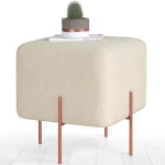 Σκαμπό Copper 209FLF1188 40x40x42cm Cream