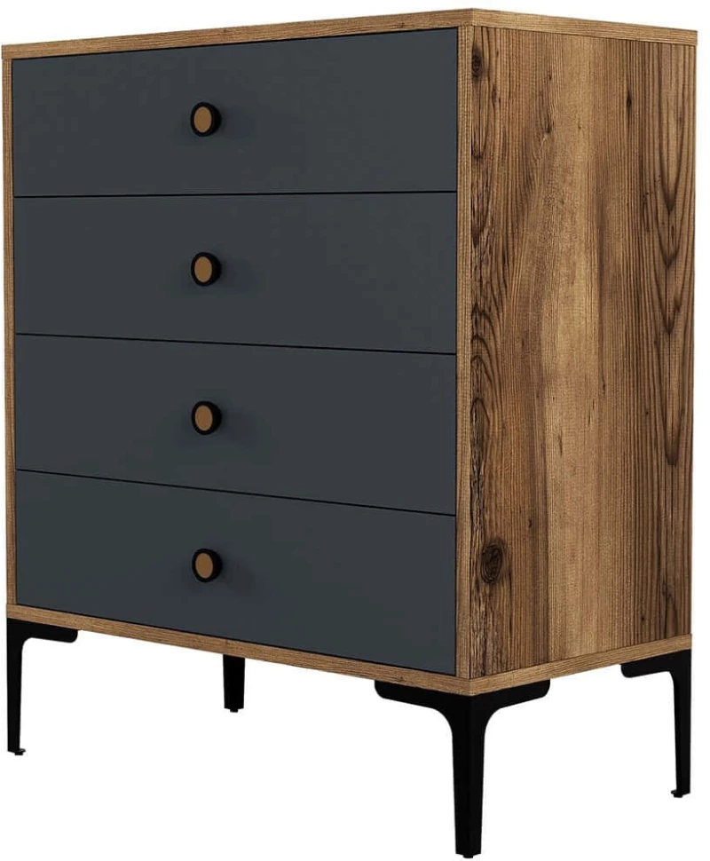 Συρταριέρα Lizbon 845HCT1201 76x40x90,7cm Walnut-Anthracite