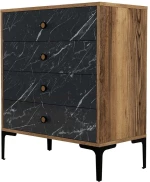 Συρταριέρα Lizbon 845HCT1206 76x40x90,7cm Marble Effect Black-Walnut