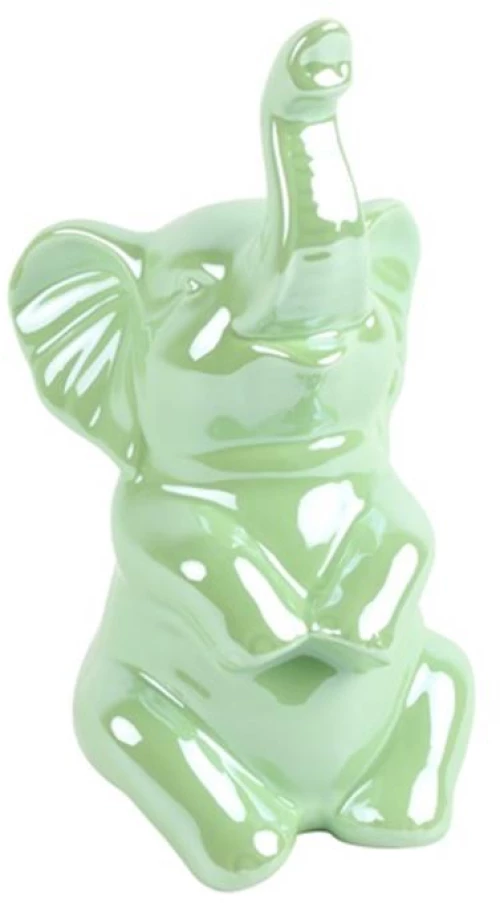 Ελέφαντας  πράσινος ιριδίζον 10x7,7x20,5cm