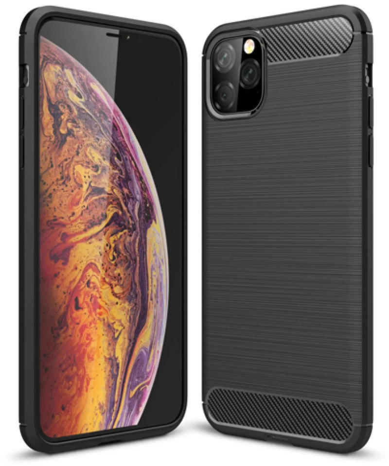 Θήκη TPU Σιλικόνης Carbon Fiber Style για iPhone 11 Pro - Μαύρη