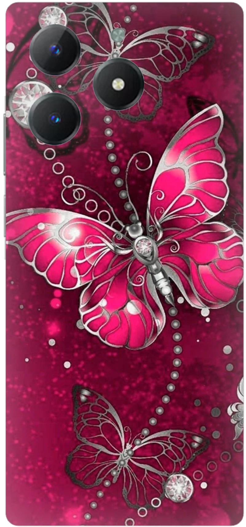 Butterfly Fuchsia Silicone Case θήκη για Realme C63 4G