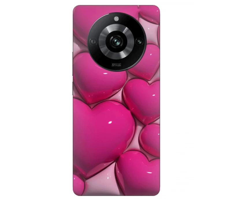 Pink Hearts Custom Glossy Silicone Case θήκη για Realme 11 Pro 5G/11 Pro Plus 5G