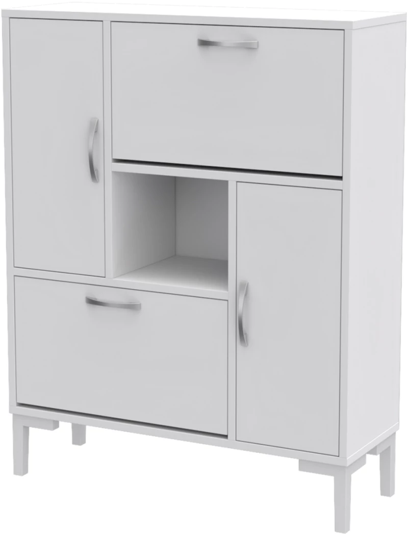 469790 ΠΑΠΟΥΤΣΟΘΗΚΗ MEDY HM18187.03 ΜΕΛΑΜΙΝΗ ΣΕ ΛΕΥΚΟ-ΛΕΥΚΑ ΠΟΔΙΑ 86,5X30X109ΥΕΚ