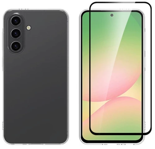 Vivid Set Gelly Case + Full Face Tempered Glass Samsung Galaxy A56 Black