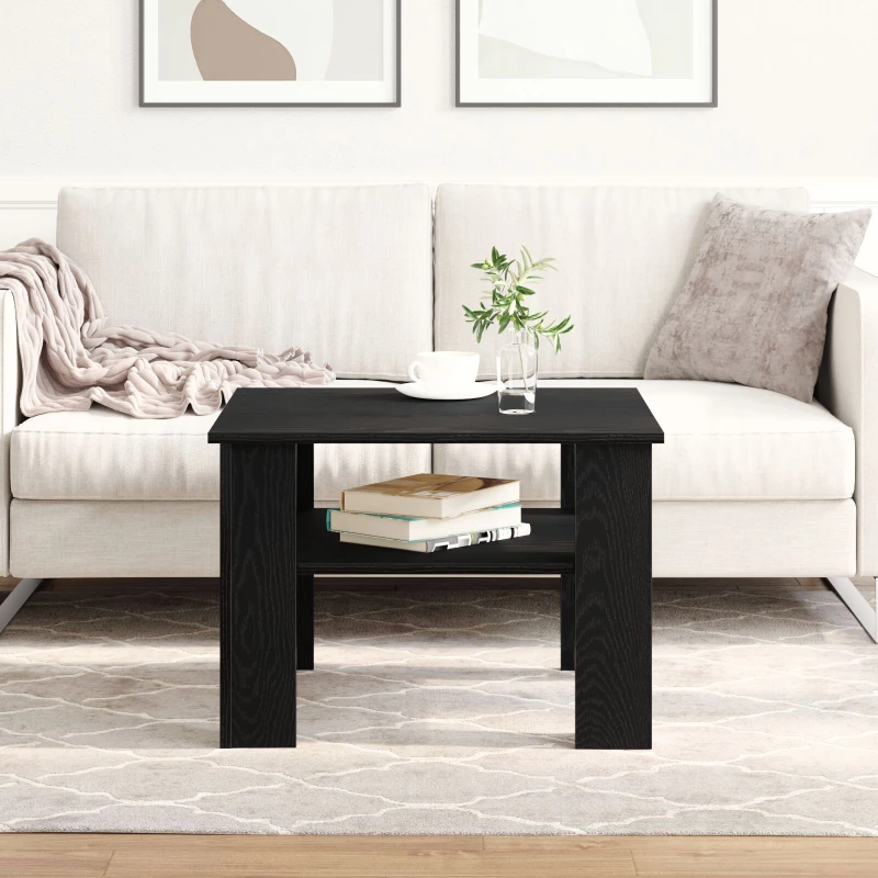 vidaXL Τραπεζάκι σαλονιού Μαύρο Δρύς 60x60x42 εκ. Επεξεργασμένο ξύλο