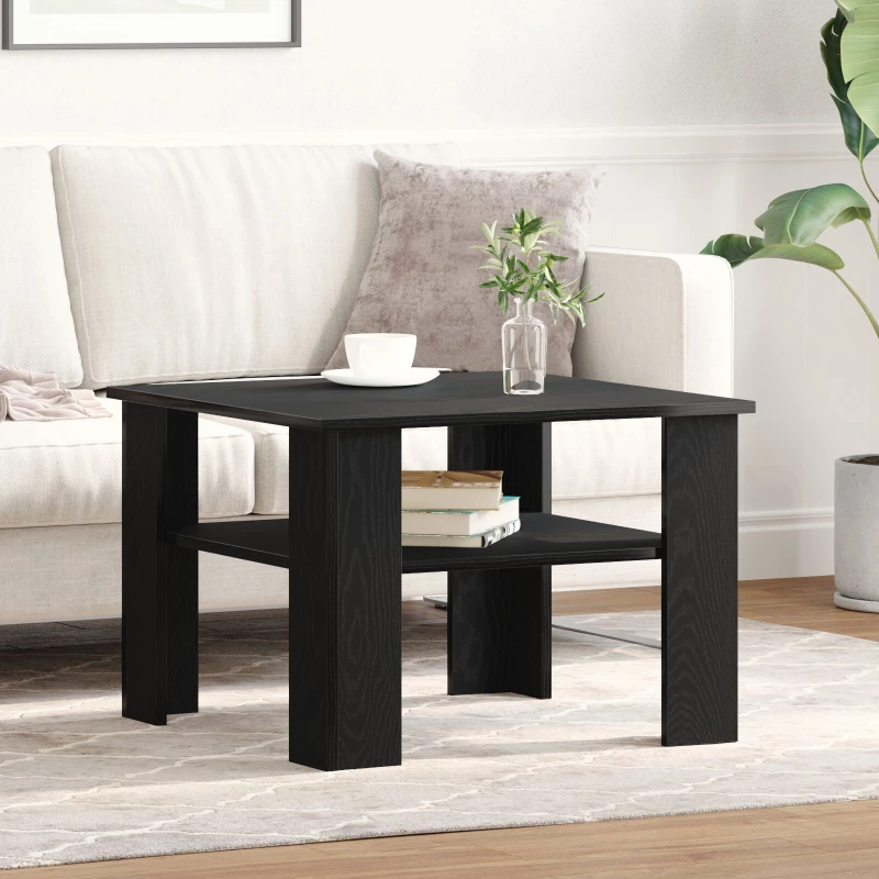 vidaXL Τραπεζάκι σαλονιού Μαύρο Δρύς 60x60x42 εκ. Επεξεργασμένο ξύλο