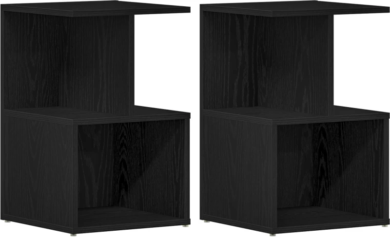 vidaXL Κομοδίνα 2 τεμ Μαύρη Δρυς 35x35x55 εκ Κατασκευασμένο ξύλο