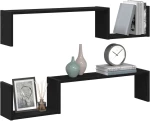 VidaXL Επιτοίχια Ράφα 2 τεμ Μαύρη Οξιά 100x15x70 εκ Επεξεργασμένο Ξύλο
