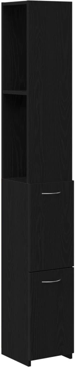 vidaXL Ντουλάπα Μπάνιου Μαύρη Δρυς 25x25x170 εκ από Επεξεργασμένο Ξύλο
