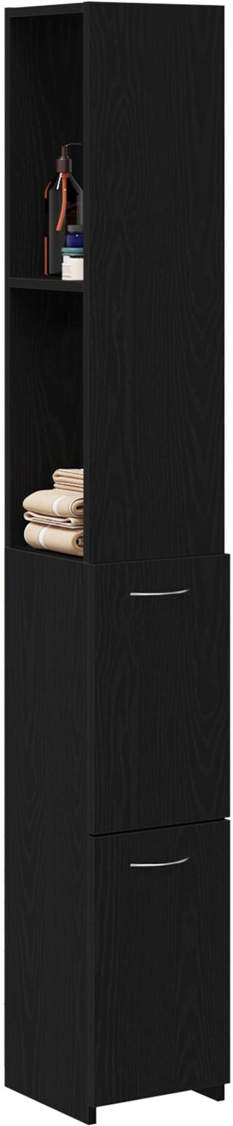 vidaXL Ντουλάπα Μπάνιου Μαύρη Δρυς 25x25x170 εκ από Επεξεργασμένο Ξύλο