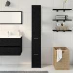 vidaXL Ντουλάπα Μπάνιου Μαύρη Δρυς 25x25x170 εκ από Επεξεργασμένο Ξύλο