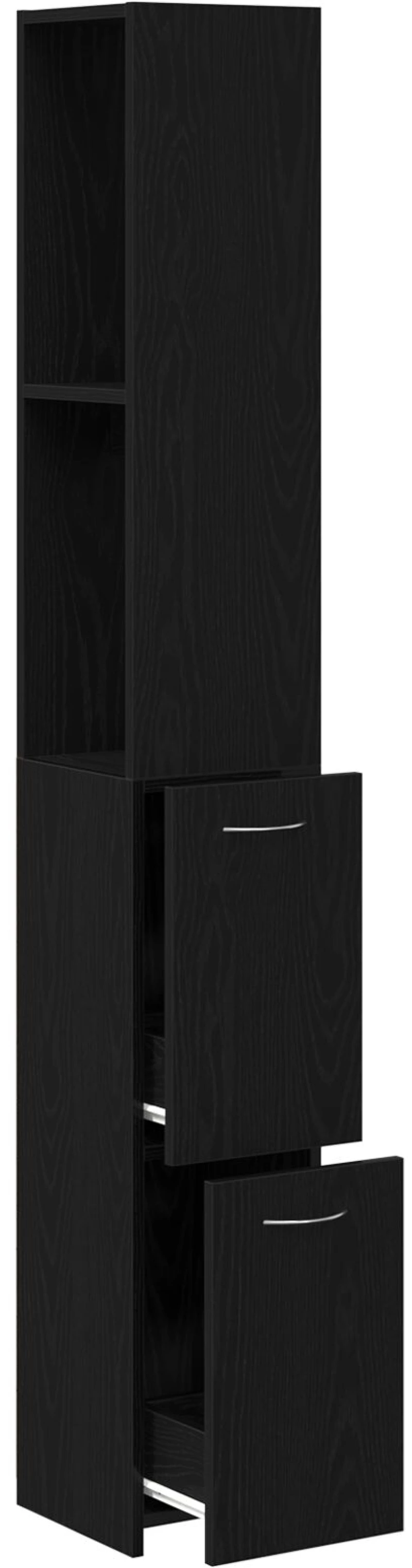 vidaXL Ντουλάπα Μπάνιου Μαύρη Δρυς 25x25x170 εκ από Επεξεργασμένο Ξύλο