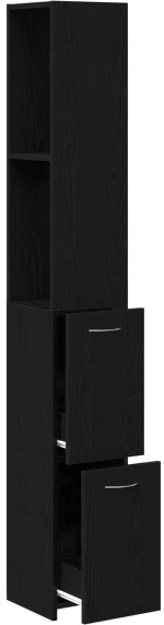 vidaXL Ντουλάπα Μπάνιου Μαύρη Δρυς 25x25x170 εκ από Επεξεργασμένο Ξύλο