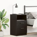 κομοδίνο vidaXL Μαύρο Δρυς 40x35x65 εκ Made of Engineered Wood