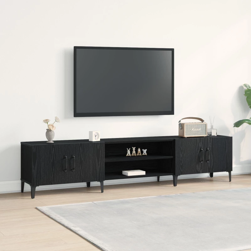 vidaXL Ντουλάπα Τηλεόρασης Μαύρο Δρυς 180x31,5x40 εκ Επεξεργασμένο Ξύλο