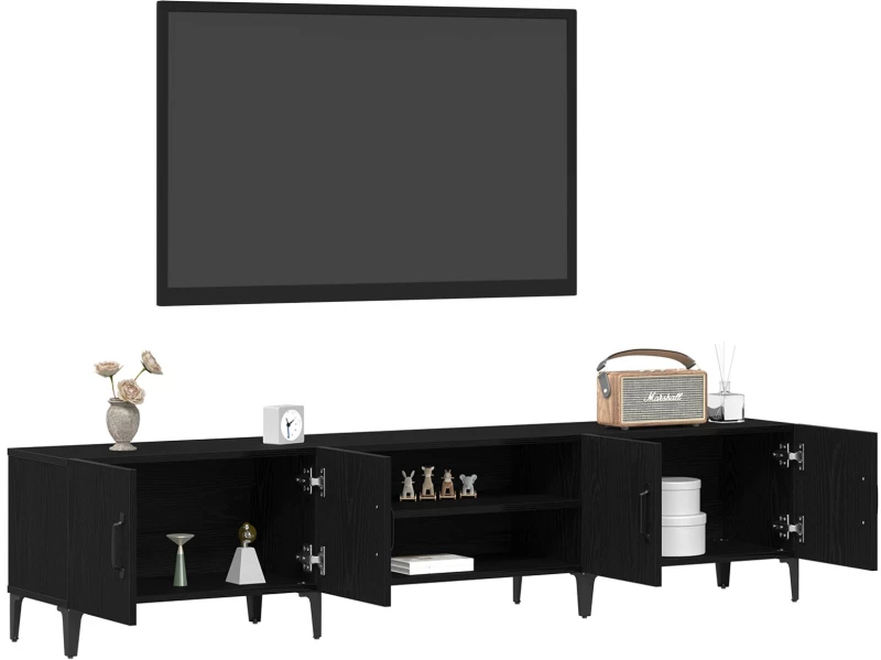 vidaXL Ντουλάπα Τηλεόρασης Μαύρο Δρυς 180x31,5x40 εκ Επεξεργασμένο Ξύλο