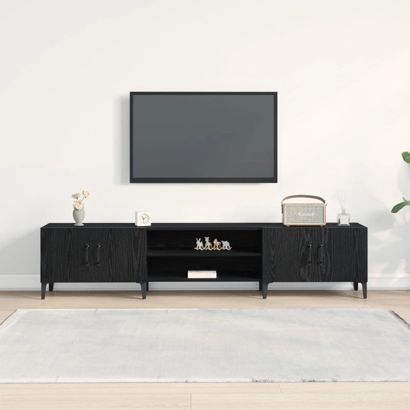 vidaXL Ντουλάπα Τηλεόρασης Μαύρο Δρυς 180x31,5x40 εκ Επεξεργασμένο Ξύλο