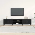 vidaXL Ντουλάπα Τηλεόρασης Μαύρο Δρυς 180x31,5x40 εκ Επεξεργασμένο Ξύλο