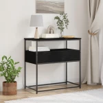 vidaXL Κονσόλα Μαύρη Δρυς 75x40x75 εκ Επεξεργασμένο Ξύλο και Ατσάλι