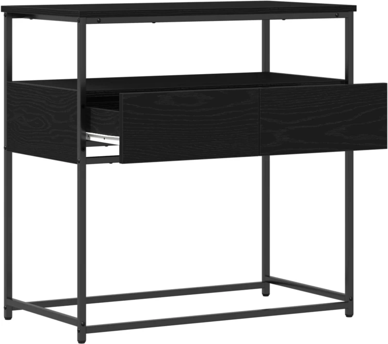 vidaXL Κονσόλα Μαύρη Δρυς 75x40x75 εκ Επεξεργασμένο Ξύλο και Ατσάλι
