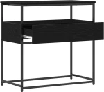 vidaXL Κονσόλα Μαύρη Δρυς 75x40x75 εκ Επεξεργασμένο Ξύλο και Ατσάλι