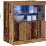 vidaXL Μπουφέ με LED Φώτα Παλιό Ξύλο 60x37x67 εκ.