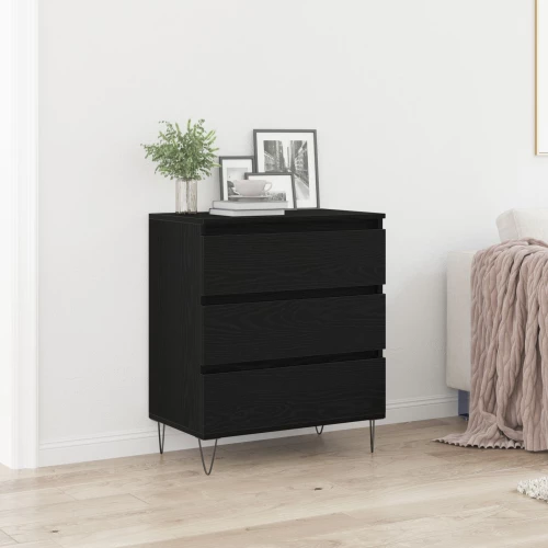 vidaXL Μπουφές με Συρτάρια Μαύρο Ξύλο 60x35x70 εκ. Κατασκευασμένο από Συνθετικό Ξύλο