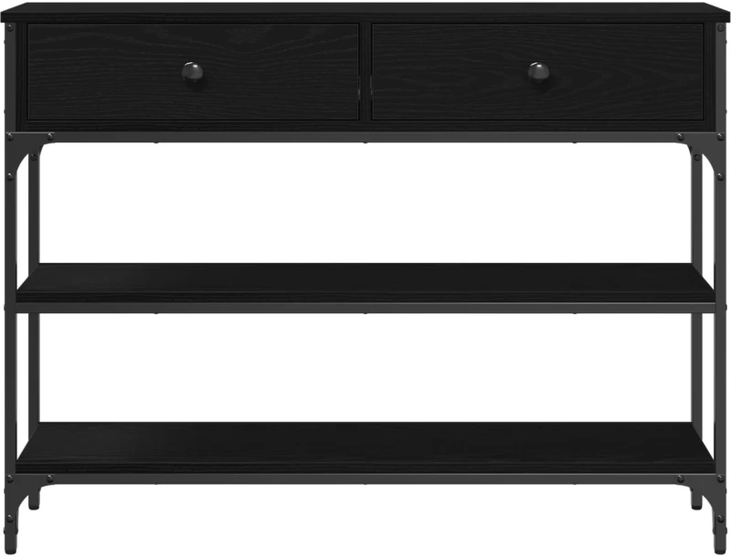 vidaXL Κονσόλα Μαύρο Δρυς 100x25x75 εκ Κατασκευασμένο ξύλο & Χάλυβας