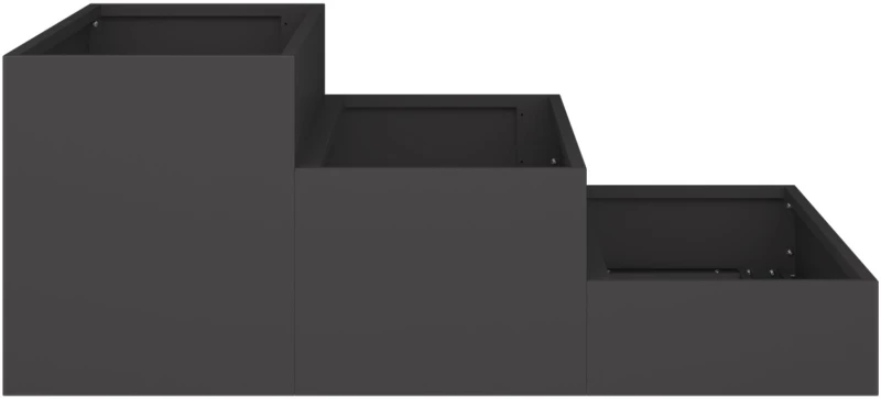 vidaXL Γλάστρα Κήπου 3-Επίπεδη 90x90x35 εκ Μαύρο Ατσάλι