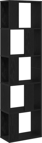 βιβλιοθήκη vidaXL 5-επίπεδη Μαύρο Δρύς 45x23,5x162,5 εκ Επεξεργασμένο ξύλο