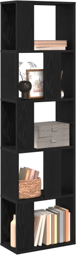 βιβλιοθήκη vidaXL 5-επίπεδη Μαύρο Δρύς 45x23,5x162,5 εκ Επεξεργασμένο ξύλο