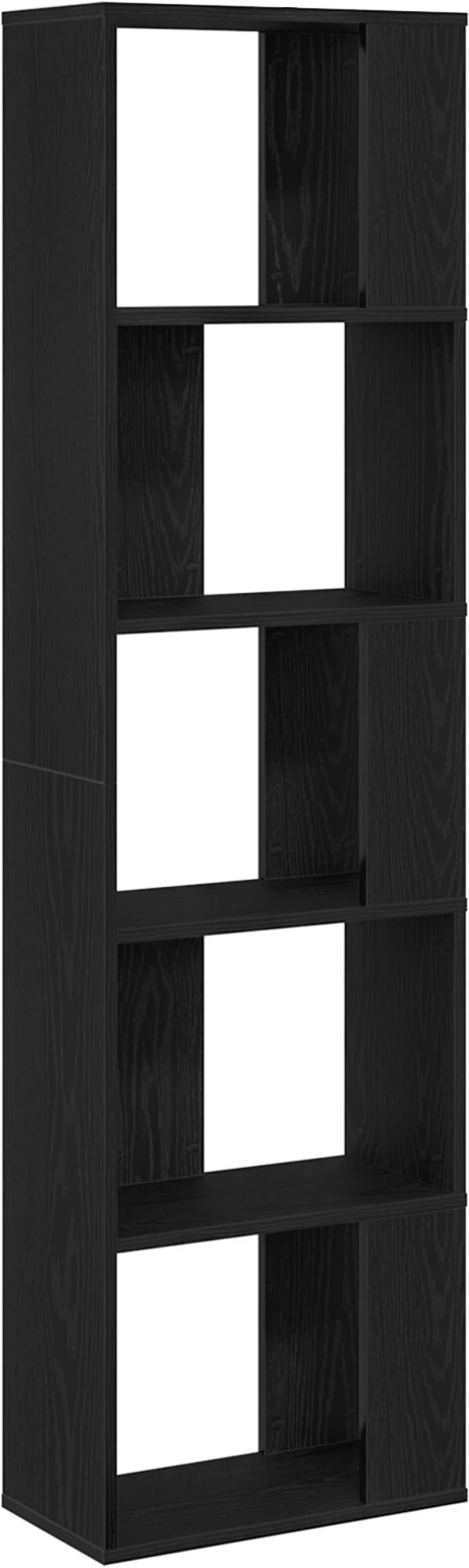 βιβλιοθήκη vidaXL 5-επίπεδη Μαύρο Δρύς 45x23,5x162,5 εκ Επεξεργασμένο ξύλο