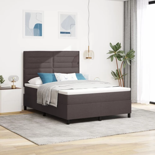 vidaXL Κρεβάτι Box Spring με Κουβάρι Σκούρο Καφέ 160x200 εκ Ύφασμα