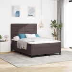 vidaXL Κρεβάτι Box Spring με Κουβάρι Σκούρο Καφέ 160x200 εκ Ύφασμα
