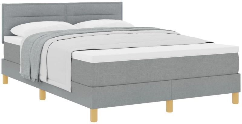 vidaXL Κρεβάτι Box Spring με Στρώμα Ανοιχτό Γκρι 160x200 εκ. Ύφασμα