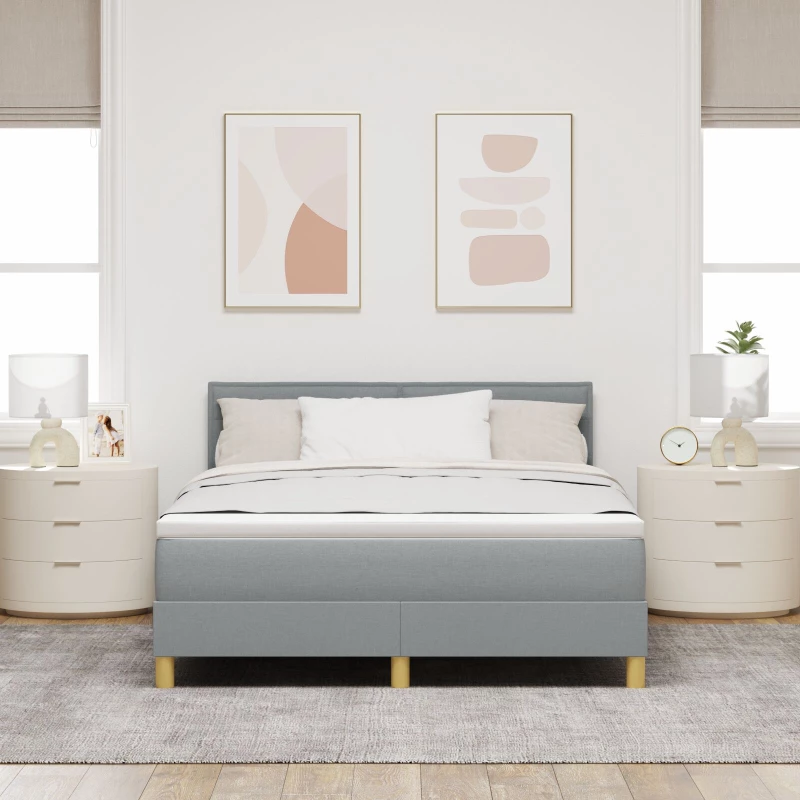 vidaXL Κρεβάτι Box Spring με Στρώμα Ανοιχτό Γκρι 160x200 εκ. Ύφασμα