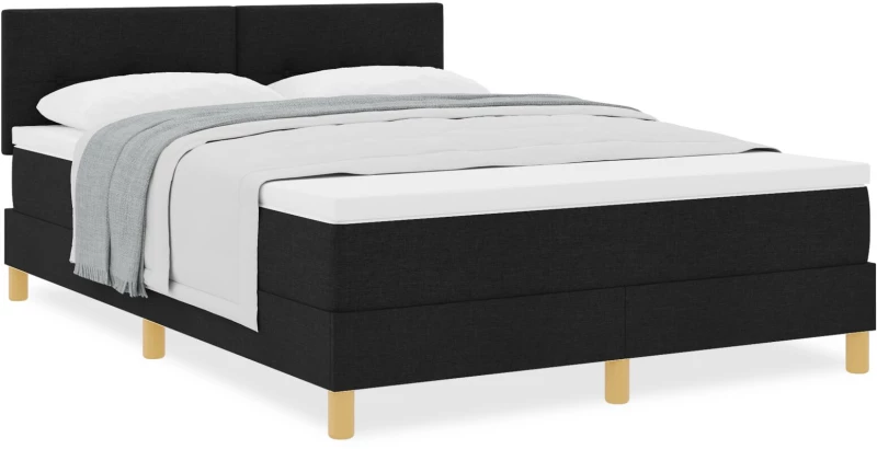 vidaXL Κρεβάτι με Βάση με Στρώμα Μαύρο 140x200 εκ. Ύφασμα