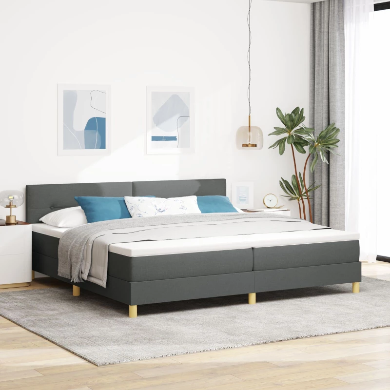 vidaXL Kρεβάτι Box Spring με Στρώμα Σκοτεινό Γκρι 200x200 εκ Ύφασμα